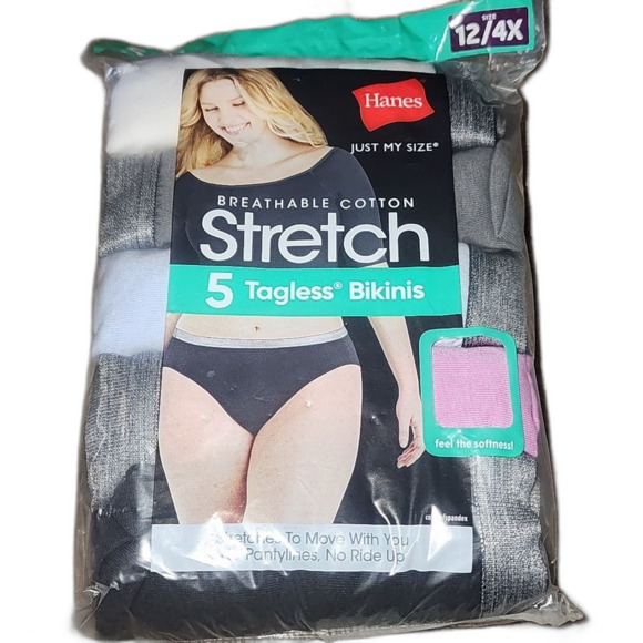 Hanes Just My Size Women's Bikini Underwear, 5-Pack Size 12/4X - Picture 6 of 9